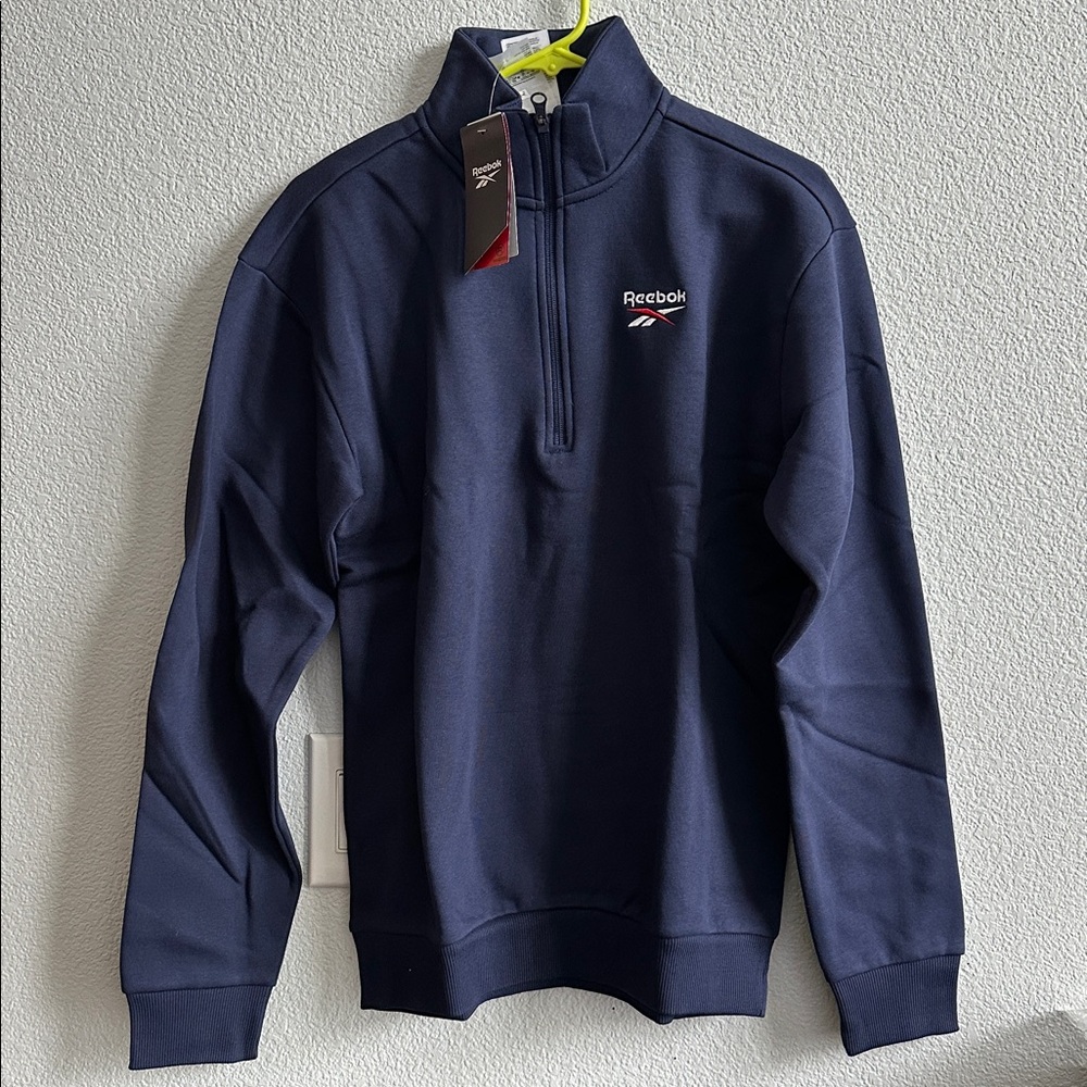 Reebok Navy Identity SL Fleece 1/4 Zip Sweatshirt NWT